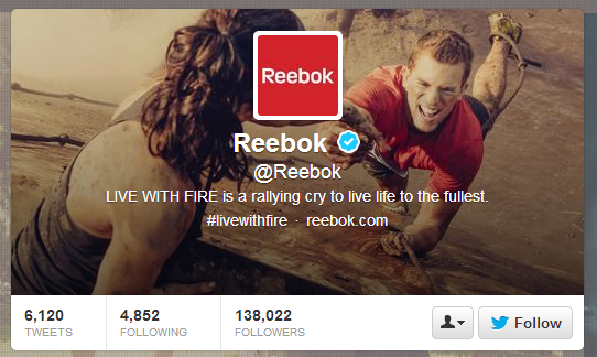 Reebok consistent messaging across social media