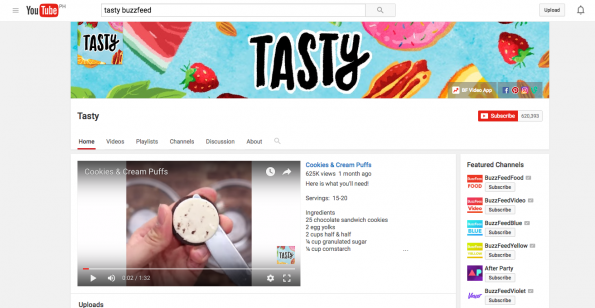 Popular food and content site Tasty draws users across various demographics by simplifying the cooking process into short video snippets available on YouTube. 