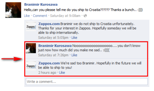 Zappos.com is known to be one of the more exemplary examples of online customer service--putting their customer's needs first and keeping them engaged online by answering their concerns and questions. 