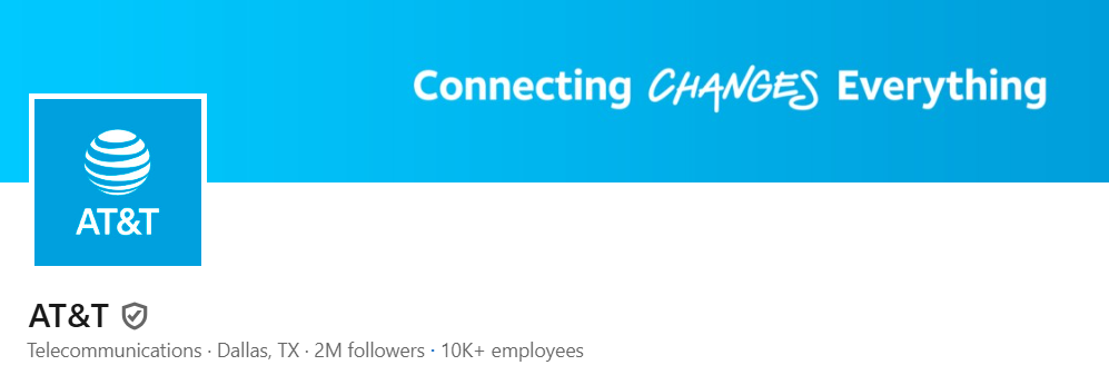 Screen Image of AT&T LinkedIn Profile Banner