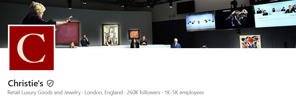 Screen Image of Christie's LinkedIn Profile Banner 