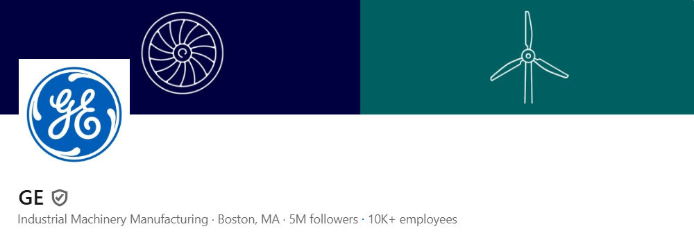 Screen Image of GE LinkedIn Profile Banner