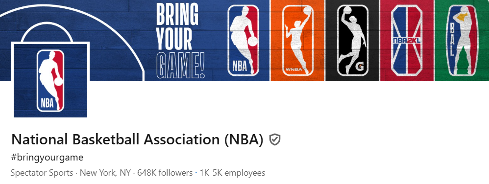 Screen Image of NBA's LinkedIn Profile Banner
