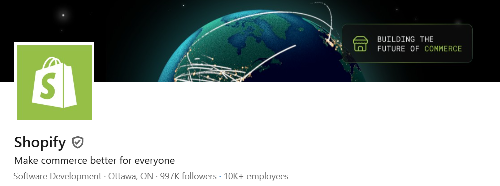 Screen image of Shopify LinkedIn Profile Banner 
