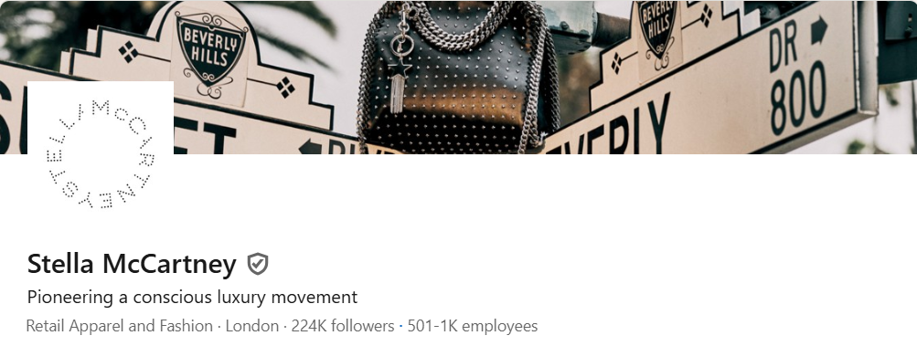 Screen Image of Stella McCartney's LinkedIn Profile Banner 