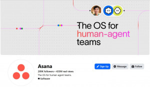 Dotted grid diagram with colored lines and icons under the headline "The OS for human-agent teams" .