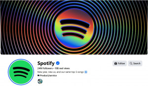 Concentric rainbow rings rippling outward from the Spotify icon on a black background.